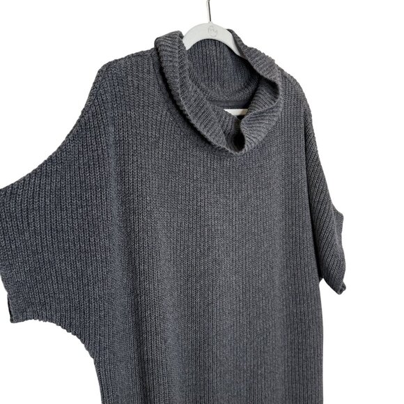 Pact Oversized Gray Cowl Neck Knit Poncho Sweater, One Size - Picture 4 of 9